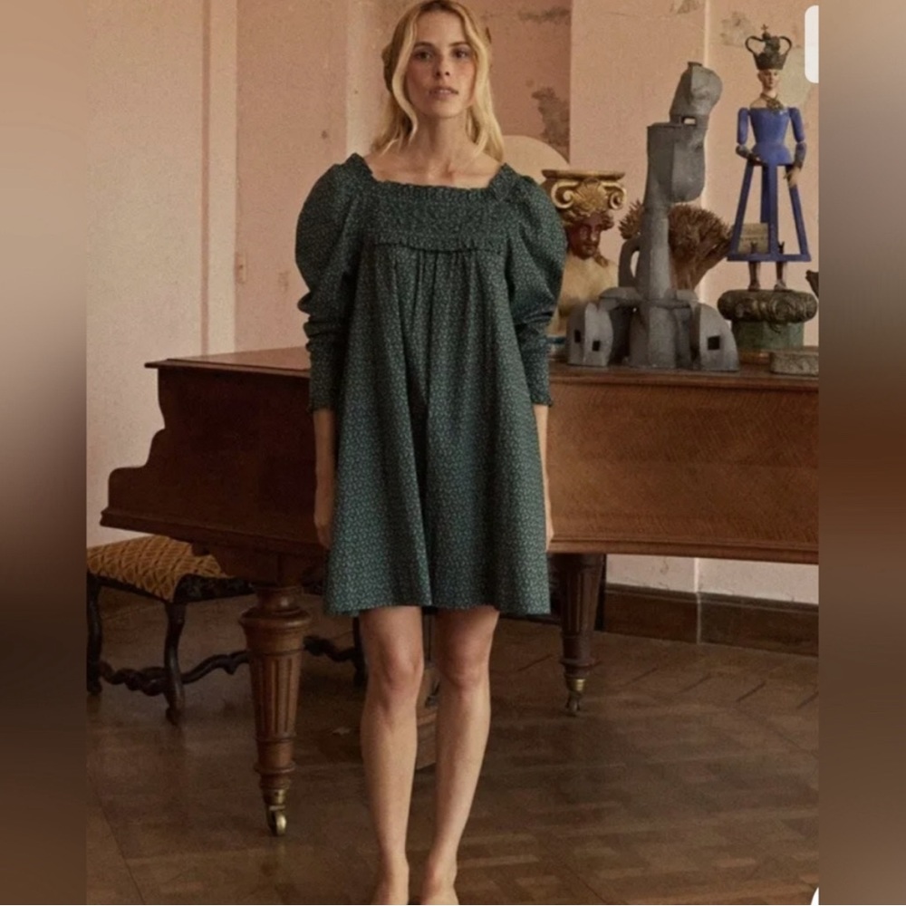 Doen Serene Dress Evergreen Winter Ditsy M